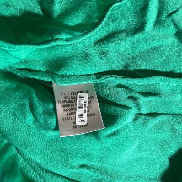 Milly Blouse Womens Small Green Silk Blend Short Sleeves V-Neck Hi-Low Casual - Picture 6 of 12